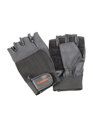York Fitness Leather Gloves, Small, Grey/Orange