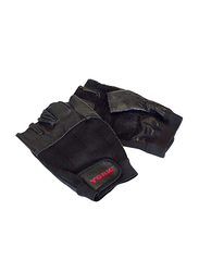 York Fitness Deluxe Leather Workout Gloves, Extra Large, Black/Red