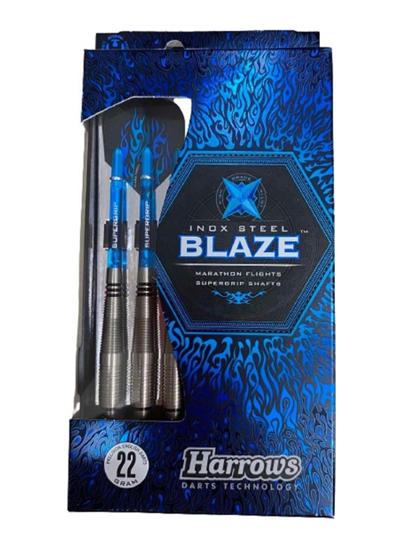 Harrows 3-Piece Blaze Dart Set, 22gm, BD821, Blue/Silver