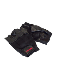 York Fitness Deluxe Leather Workout Gloves, Small, Black/Red
