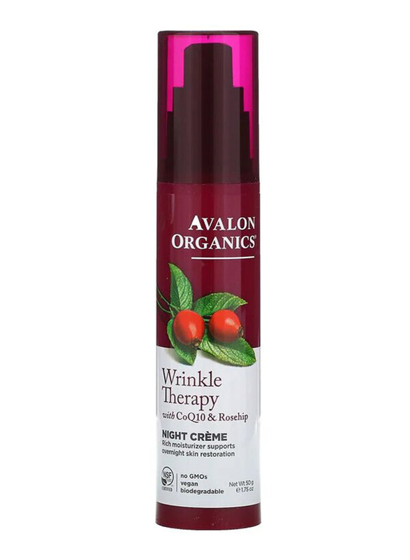 Avalon Organics Wrinkle Therapy with CoQ10 & Rosehip Night Cream, 50gm