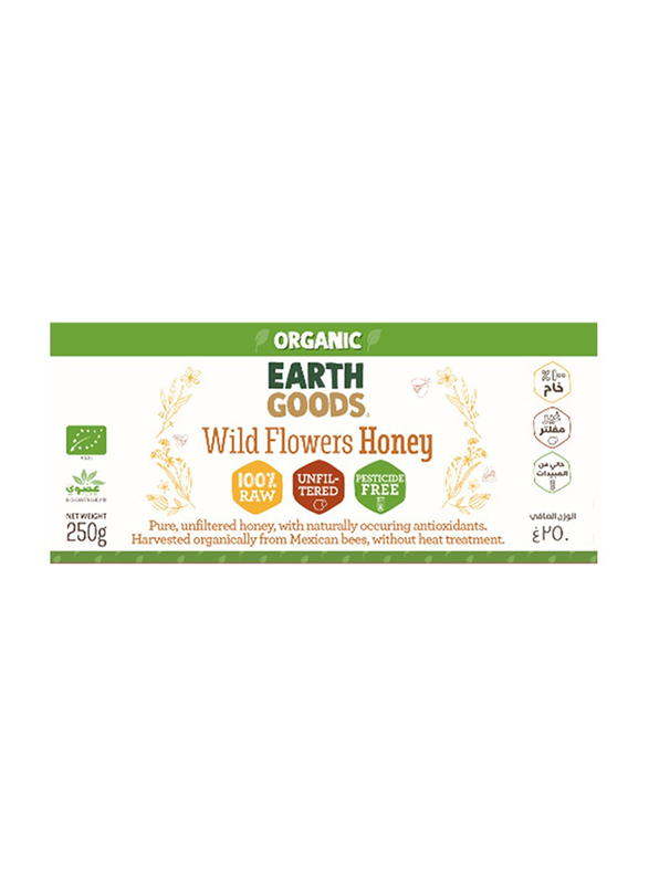 Earth Goods Organic 100% Raw Wild Flower Honey, 250g