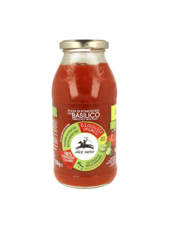 Alce Nero Organic Tomato Pulp with Basil, 500g