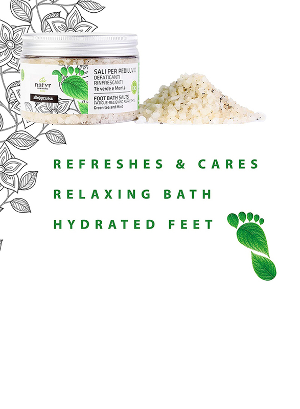 Natyr Green Tea and Mint Foot Bath Salts, White, 150gm