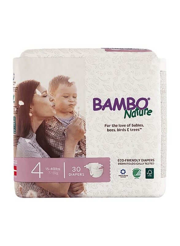 

Bambo Nature Eco Friendly Diapers, Size 4, 7-18 kg, 30 Counts