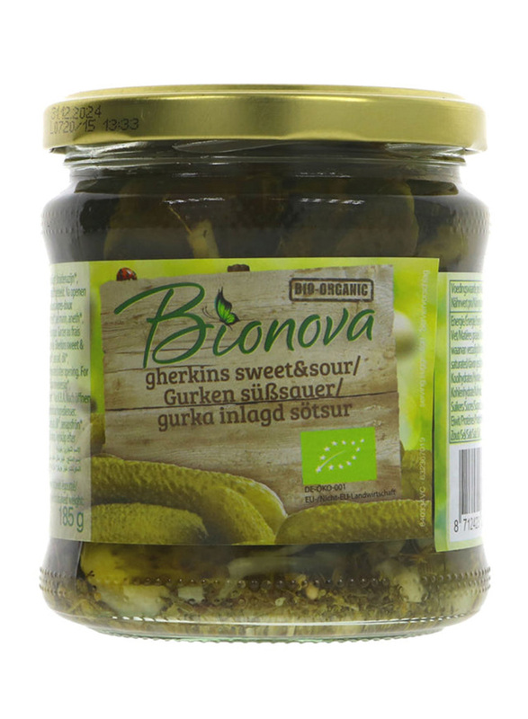 BioNova Organic Gherkins, sweet & Sour, 6 x 330g