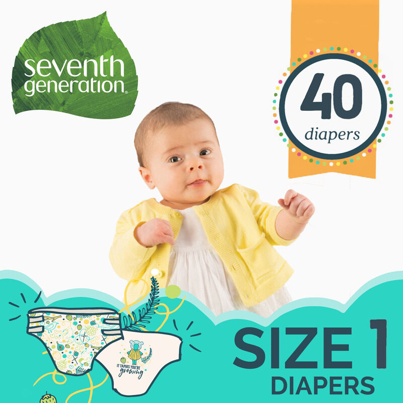 

Seventh Generation Baby Diapers, Size 1, 3-6 Kg, 44 Count