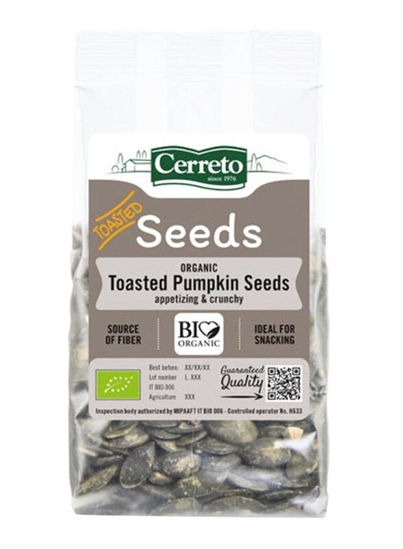 

Cerretto Organic Gluten Free Toasted Pumpkin Seeds, 120g