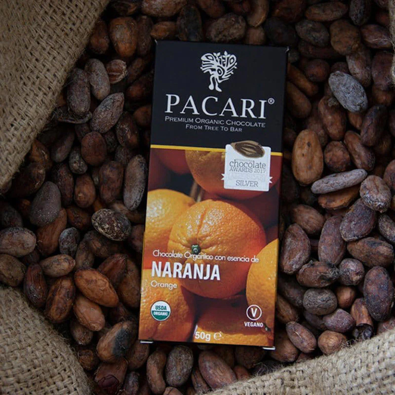 Pacari Organic Chocolate Bar with Orange, 50g