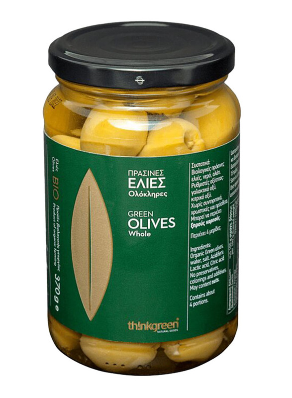 Think Green Organic Green Olives Whole in Brine, 370g