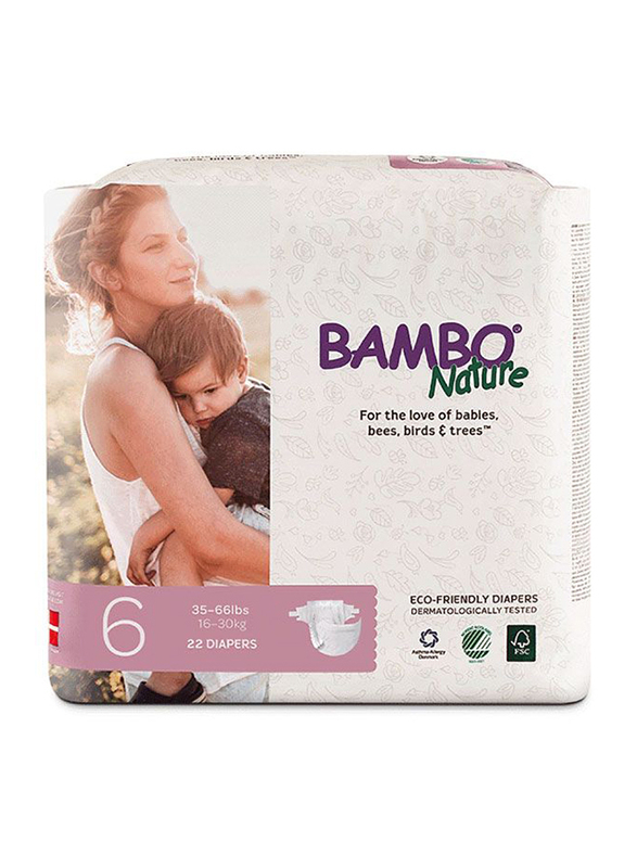 Bambo Nature Eco Friendly Diapers, Size 6, 16-30 kg, 22 Counts