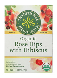 Traditional Medicinals Rose Hips With Hibiscus Herbal Tea, 16 Tea Bags