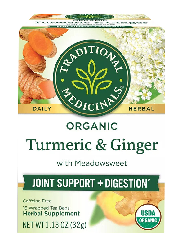 

Traditional Medicinals Turmeric with Meadowsweet & Ginger Herbal Tea, 16 Tea Bags