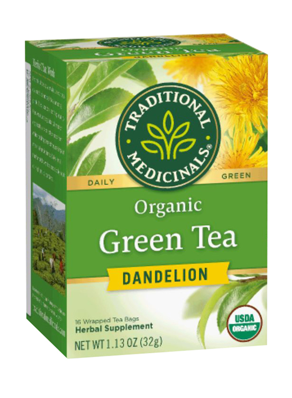 Traditional Medicinals Organic Green Tea Dandelion Tea, 16 Tea Bags