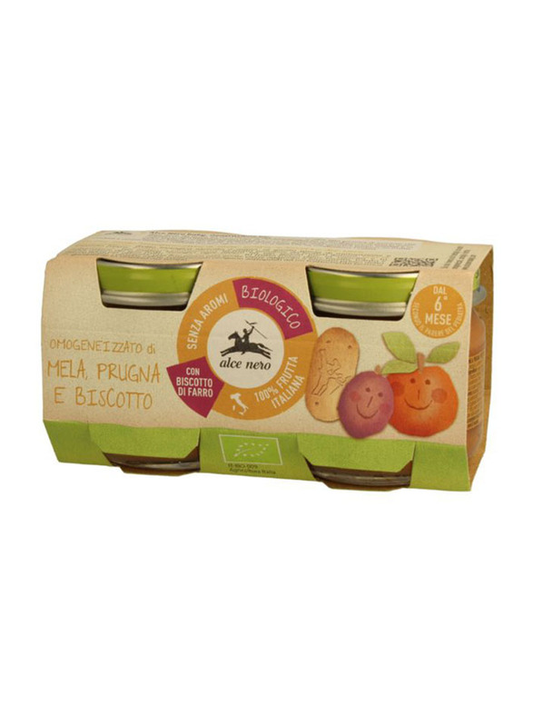 Alce Nero Apple, Plum & Biscuit Baby Puree, 160g