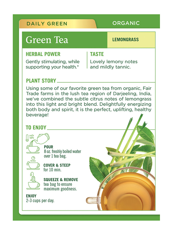 Traditional Medicinals Organic Lemongrass Green Tea, 16 Tea Bags