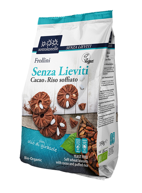 Sottolestelle Organic Biscuits with Cocoa & Puffed Rice, 350g