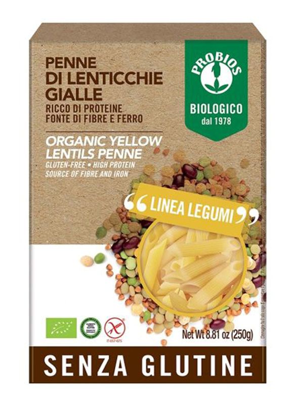 Probios Organic Yellow Lentils Gluten Free Penne, 250g