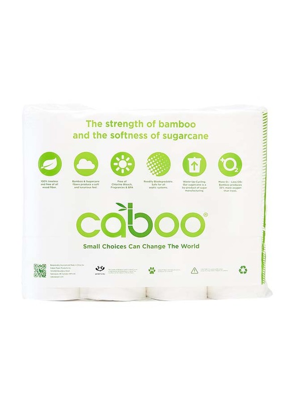 Caboo Bathroom Tissue Towel Roll, 4 Rolls x 300 Sheet