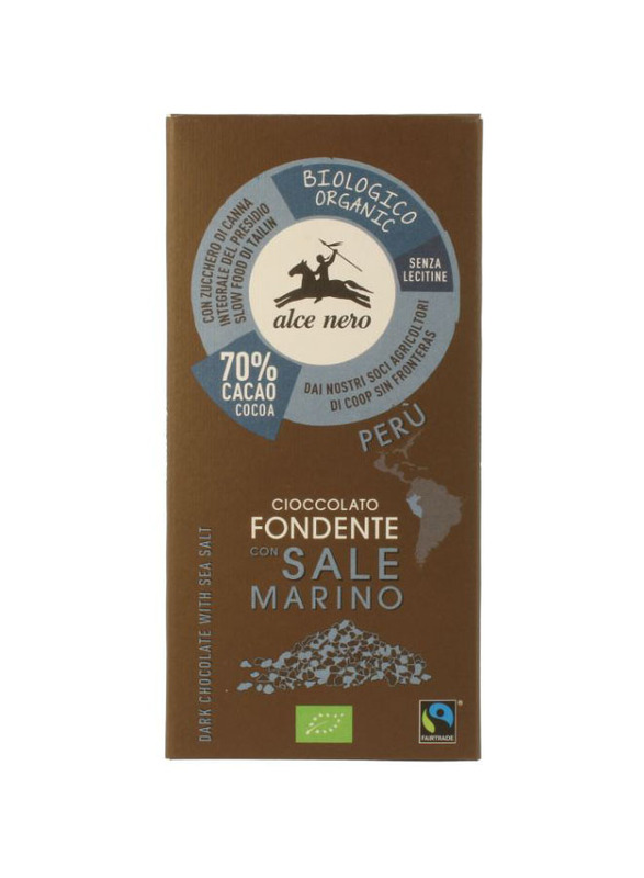 Alce Nero Organic Dark Chocolate with Sea Salt, 50g