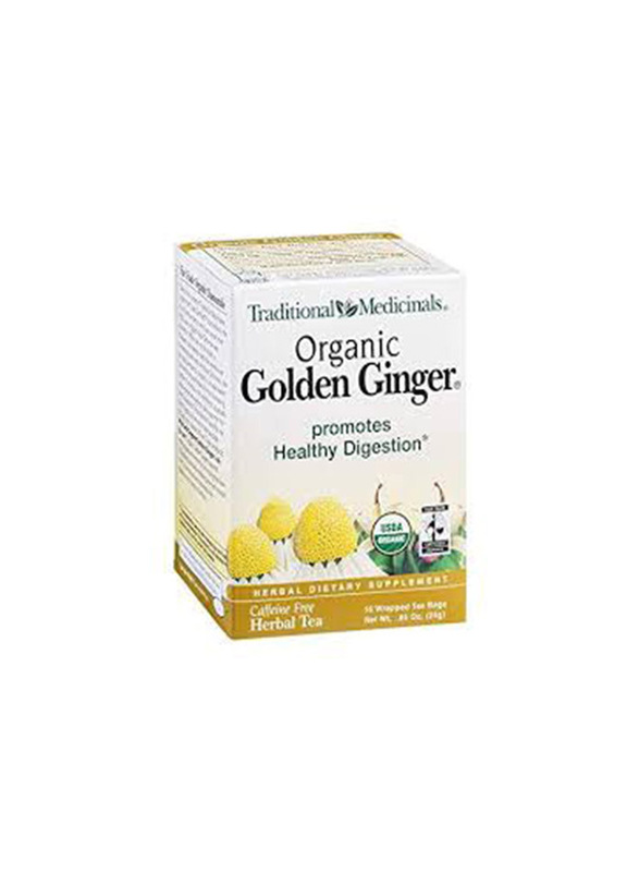 Traditional Medicinals Organic Golden Ginger Supplement Herbal Tea, 16 Tea Bags