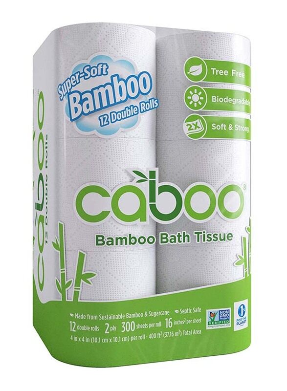 

Caboo Bathroom Tissue Towel Roll, 12 Rolls x 300 Sheets