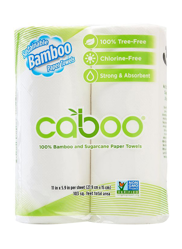 Caboo Tissue Towel Roll, 2 Rolls x 75 Sheets