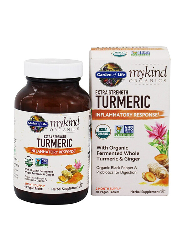 

Garden of Life Mykind Organics Extra Strength Turmeric Inflammatory Response Herbal Supplements, 60 Vegan Tablets