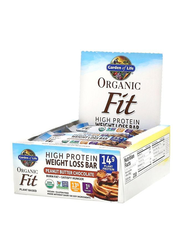 Garden of Life Organic Fit High Protein Wght Loss Bar, 12 Pieces, Peanut Butter Chocolate