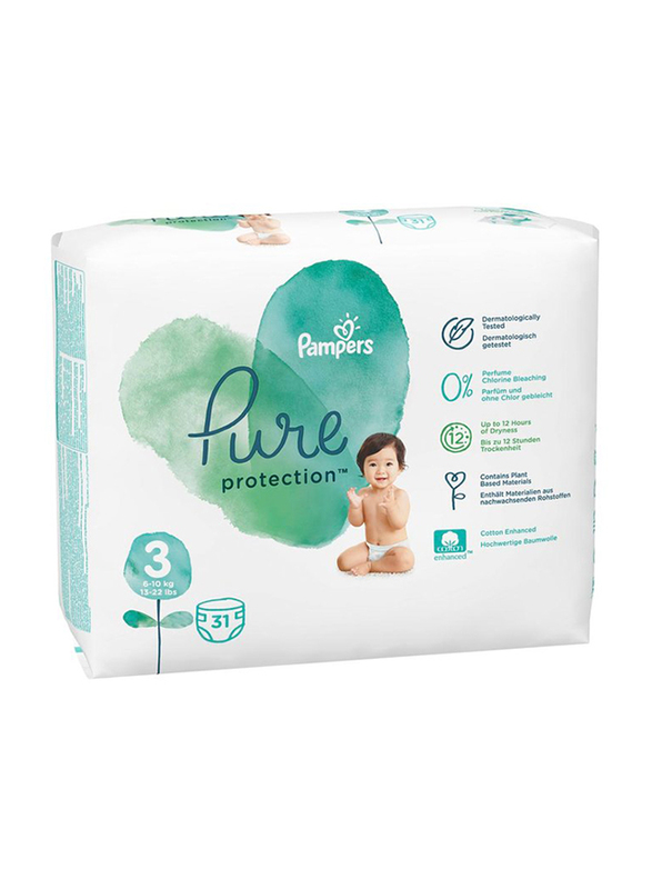Pampers Pure Protection Diapers, Size 3, 6-10 kg, 31 Count