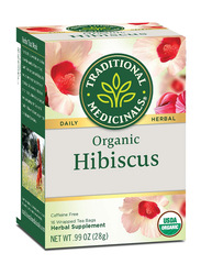 Traditional Medicinals Naturally Caffeine Free Hibiscus Herbal Tea, 16 Tea Bags