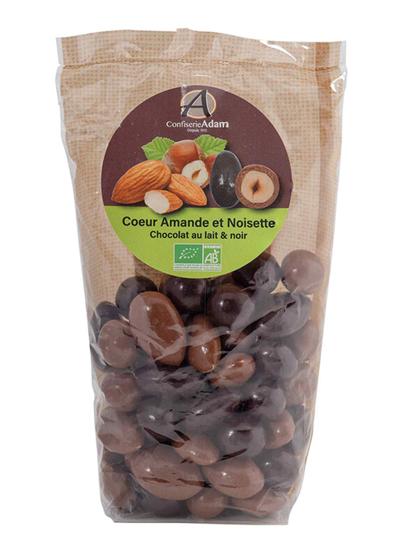 

Confiserie Adam Organic Roasted Almonds Coated in Dark Chocolate & Milk Chocolate