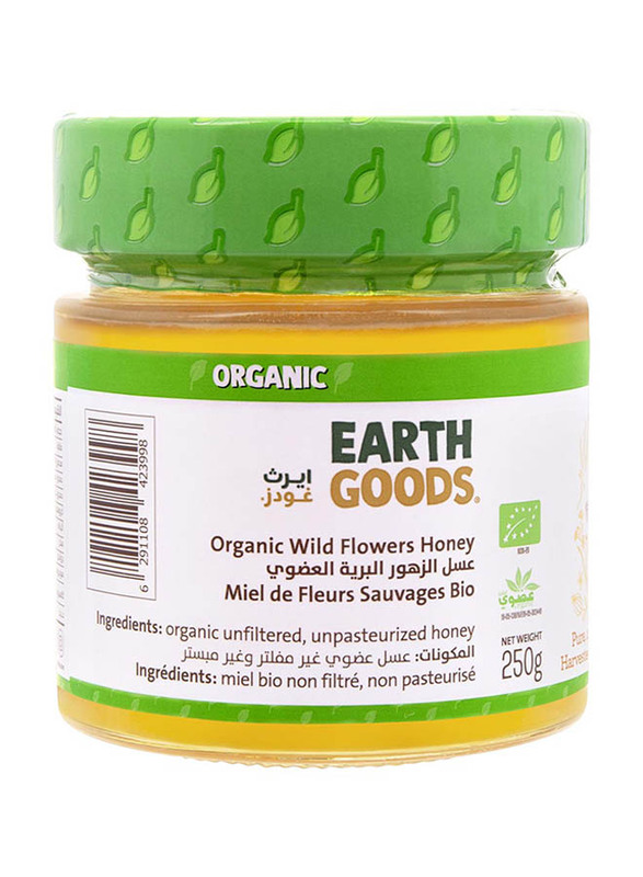 Earth Goods Organic 100% Raw Wild Flower Honey, 250g