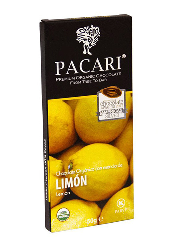 Pacari Organic Chocolate Bar with Lemon, 50g