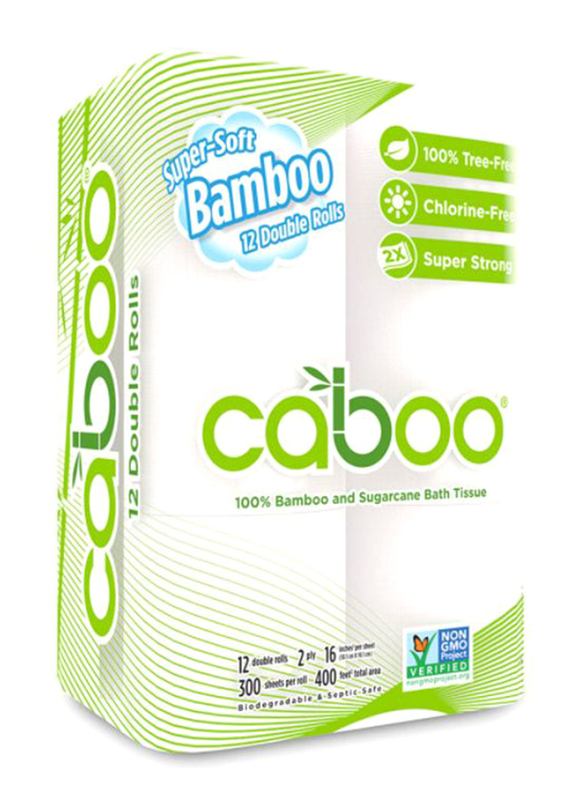 Caboo Bathroom Tissue Towel Roll, 12 Rolls x 300 Sheets