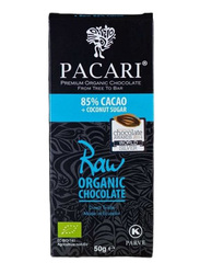 Pacari Organic Choco Bar 85% Raw + Coco Sugar, 50g