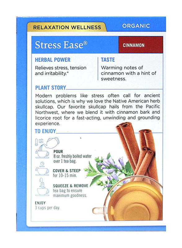 Traditional Medicinals Organic Stress Ease Cinnamon Tea, 16 Tea Bags