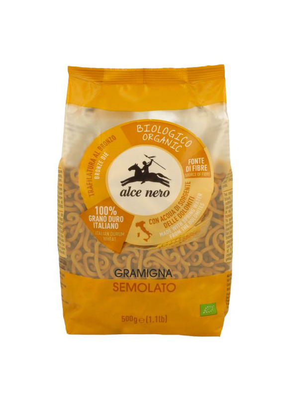 Alce Nero Organic Semi-Whole Wheat Gramigna, 500g