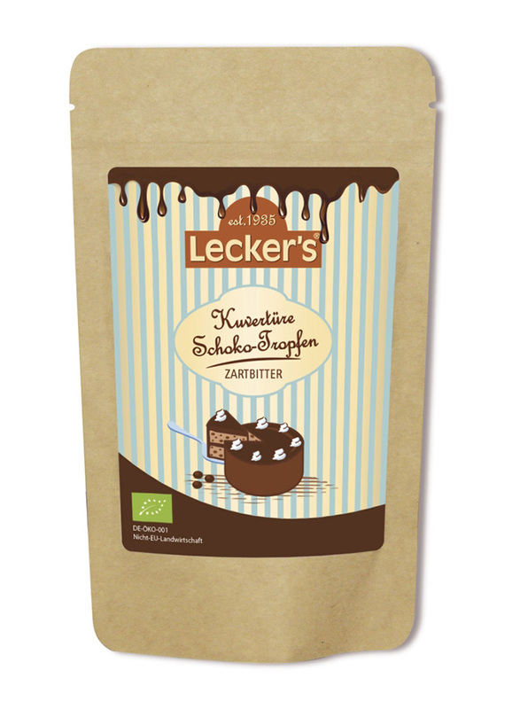 Lecker's Organic Couverture Choco Drops Dark, 100g