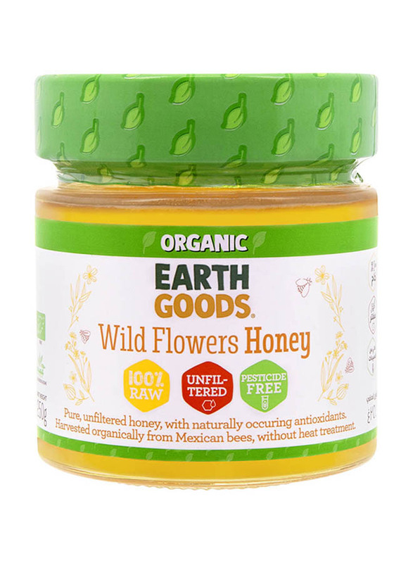 Earth Goods Organic 100% Raw Wild Flower Honey, 250g