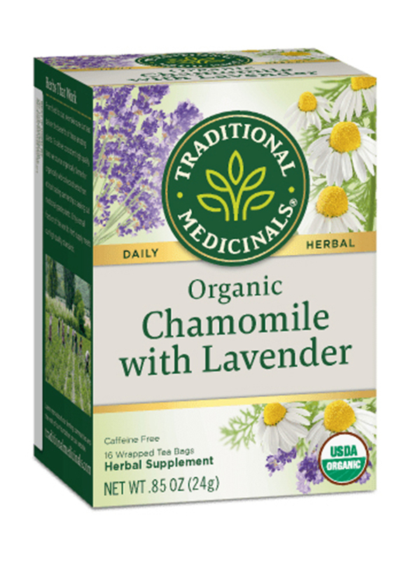 Traditional Medicinals Organic Chamomile with Lavender Herbal Tea, 16 Tea Bags