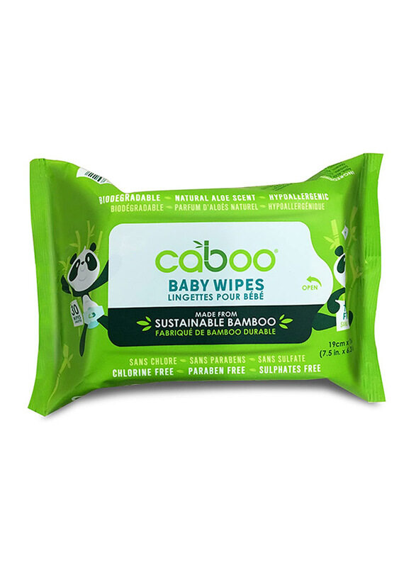 

Caboo 30 Wipes Bamboo Baby Wipes Travel Pack with Natural Aloe Scent