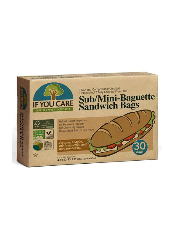 If You Care 30-Pieces Sub/Mini Sandwich Bags, Brown