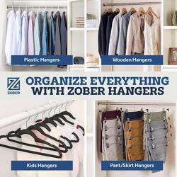 Zober Plastic Hangers 30 Pack  Standard Set of Clothes Hangers for Coats Jackets & Pants  Slim Coat Hanger Set for Everyday Use  Clothing Hangers w Hooks  Heavy Duty Hangers Purple