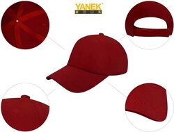 Yanek Plain Cotton Unisex Baseball Cap, Red