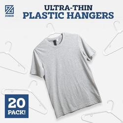 Zober Plastic Hangers 20 Pack  White Plastic Hangers  Space Saving Clothes Hangers for Shirts Pants & for Everyday Use Clothing Hangers with Hooks