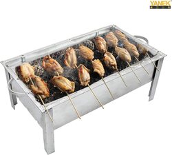 Yanek Portable Stainless Steel BBQ Grill, Large, Silver