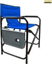 Yanek Portable & Foldable Chair with Cup Holder, Blue