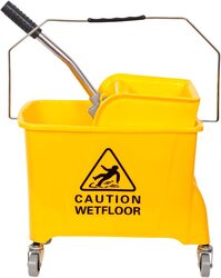 Mop Bucket with Wheel and Wringer, Yellow, 20 Liters