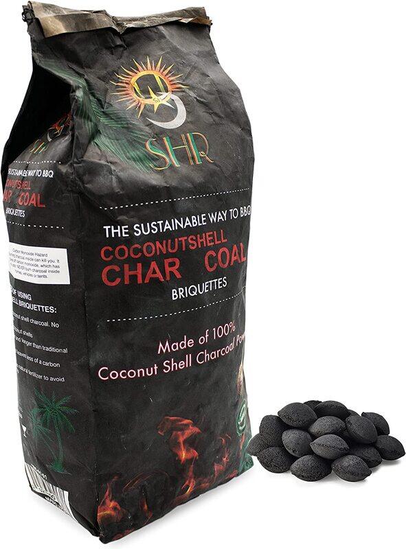 

Yanek Coconut Shell Long Lasting BBQ Charcoal Briquettes Packet, 5 Kg, Black